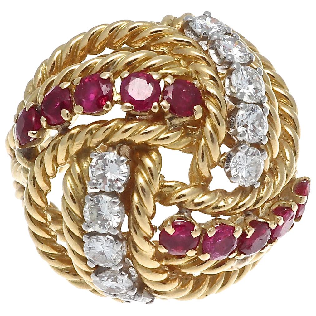 Boucheron Paris Diamond Ruby Gold Ring