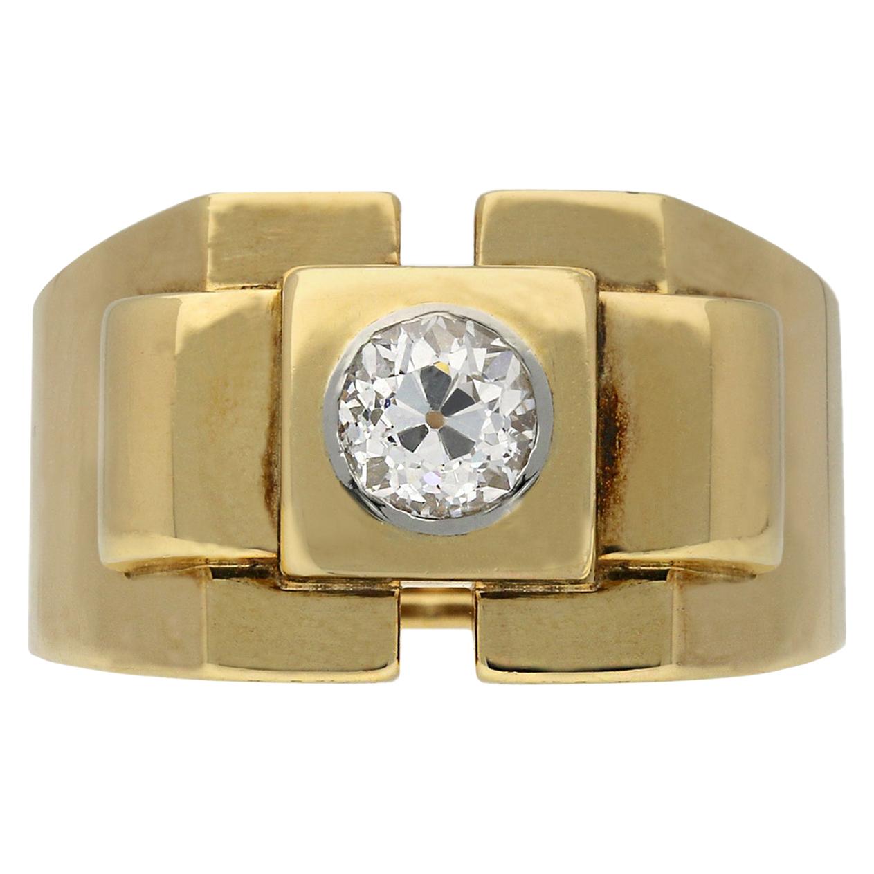 Boucheron Paris Diamant Solitär Ring, französisch, um 1940