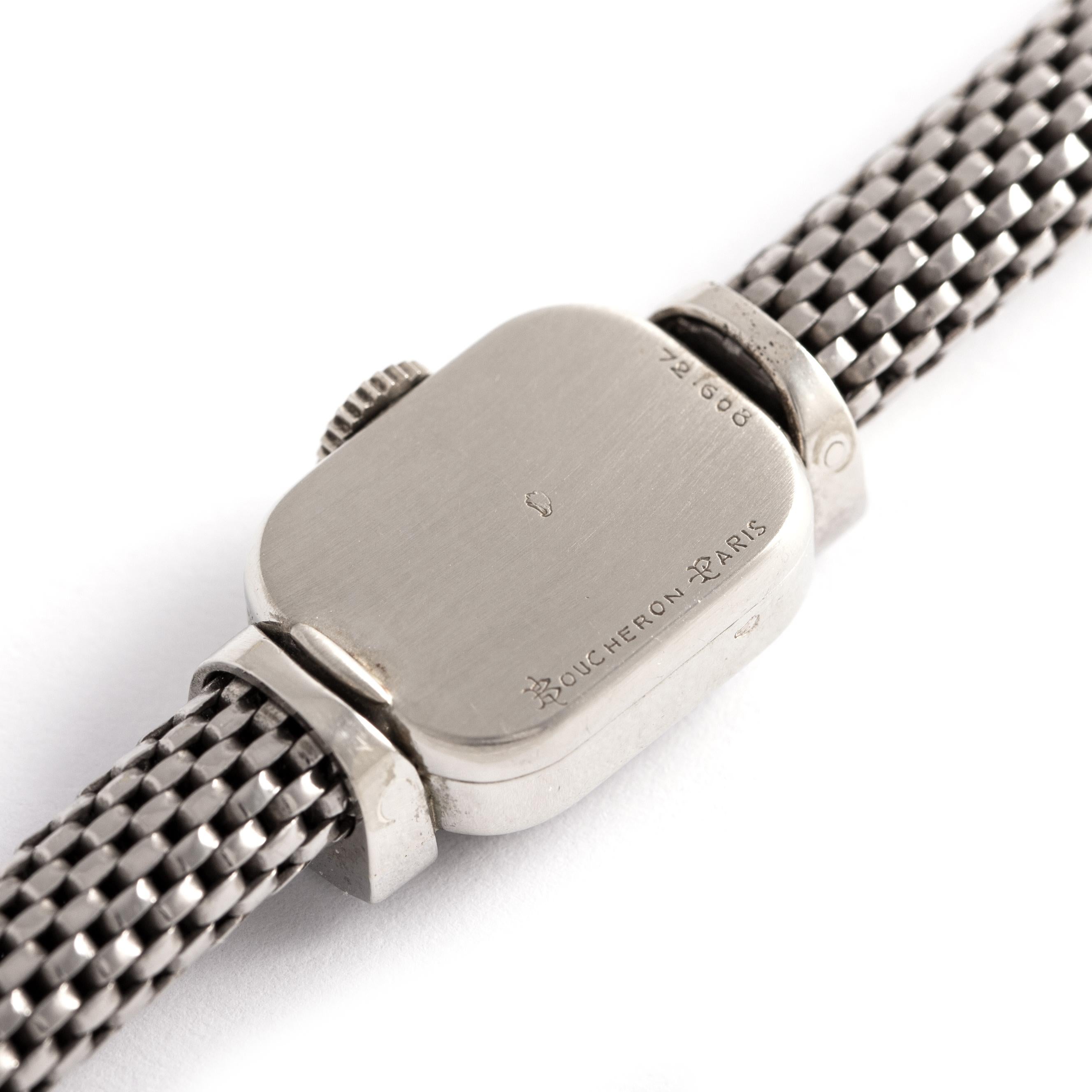 Boucheron Paris Diamond White Gold Wristwatch For Sale 2