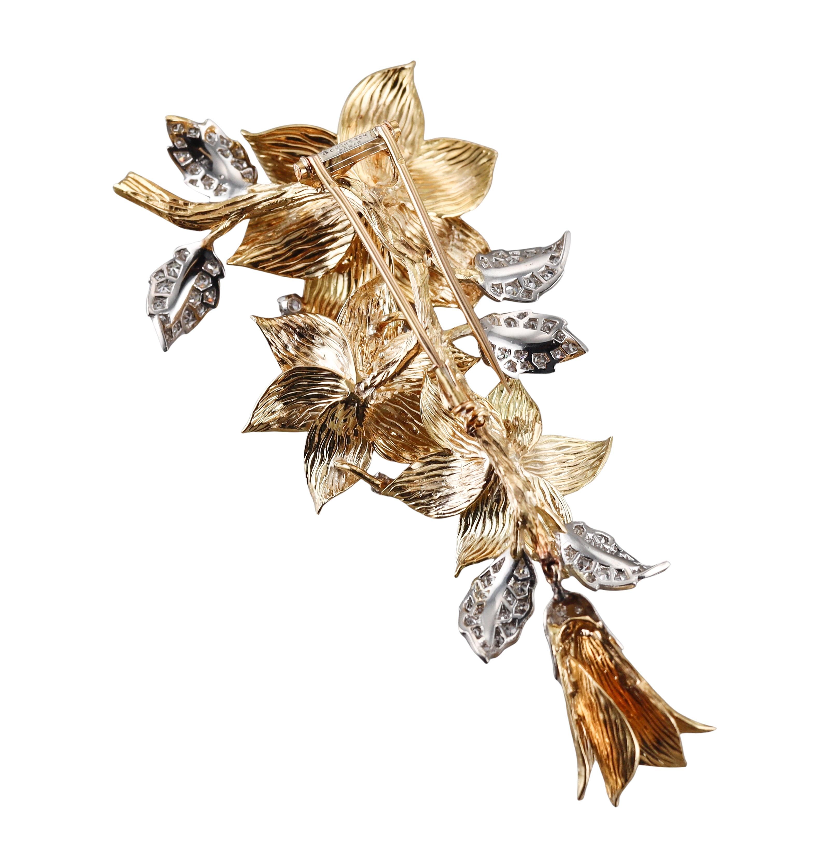 De las mujeres Boucheron París Diamante Oro Amarillo Broche Flor Grande en venta