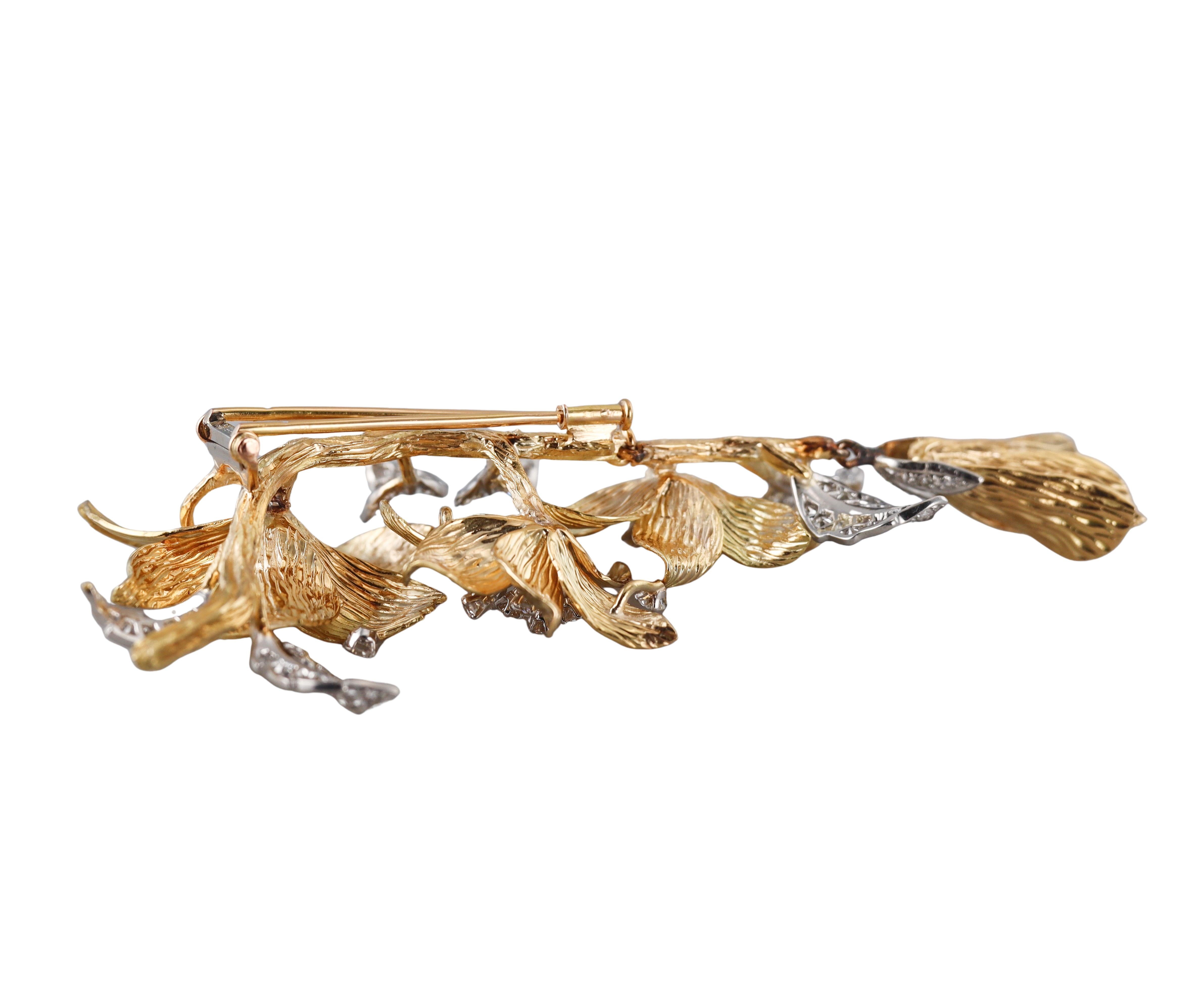 Boucheron París Diamante Oro Amarillo Broche Flor Grande en venta 1