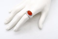 Boucheron Paris Dome Cocktail Ring 18Kt White Gold with Vivid Orangish Carnelian