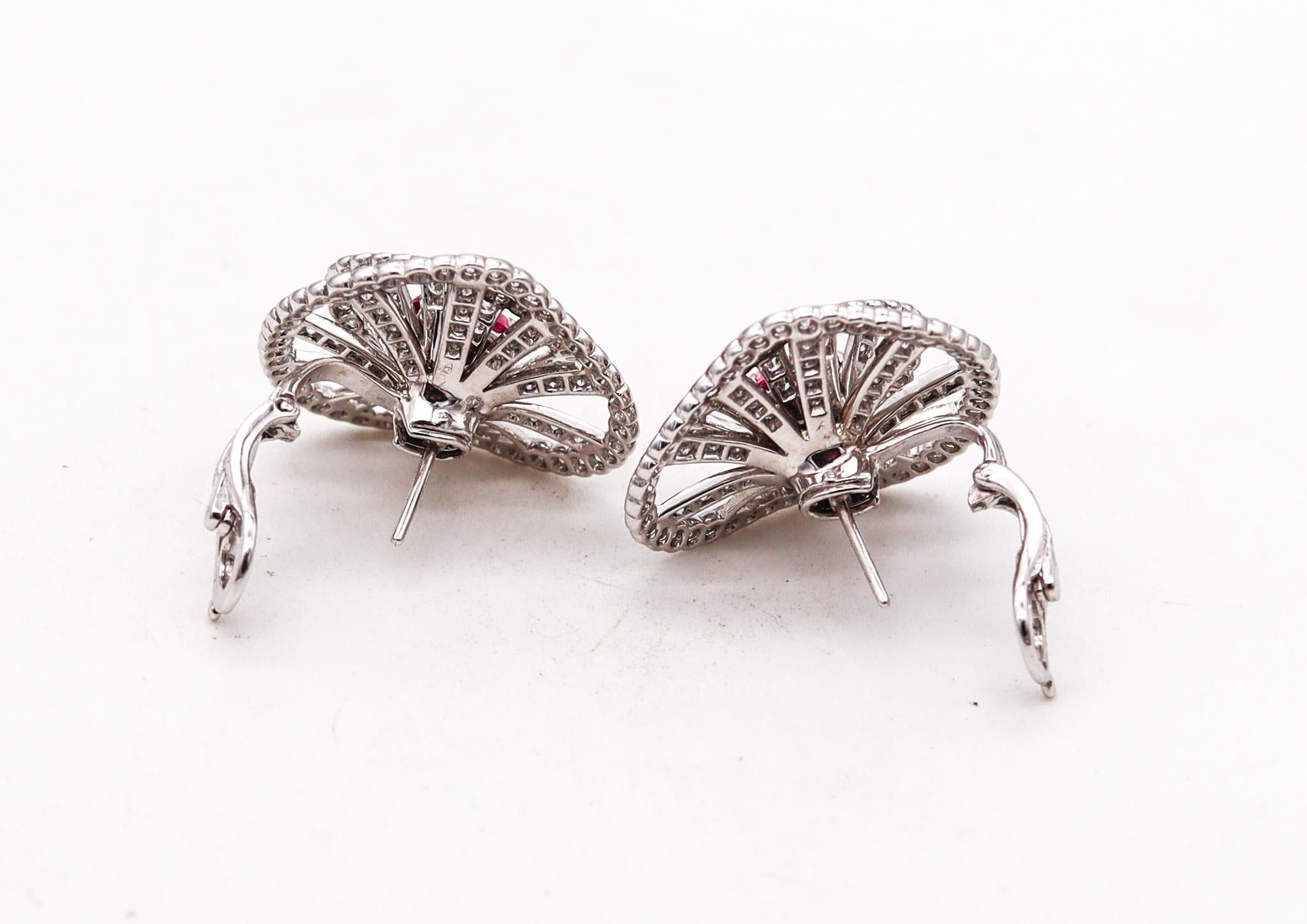 Brilliant Cut Boucheron Paris Earrings In 18Kt Gold With 10.42 Ctw In Diamonds And Tourmalines For Sale