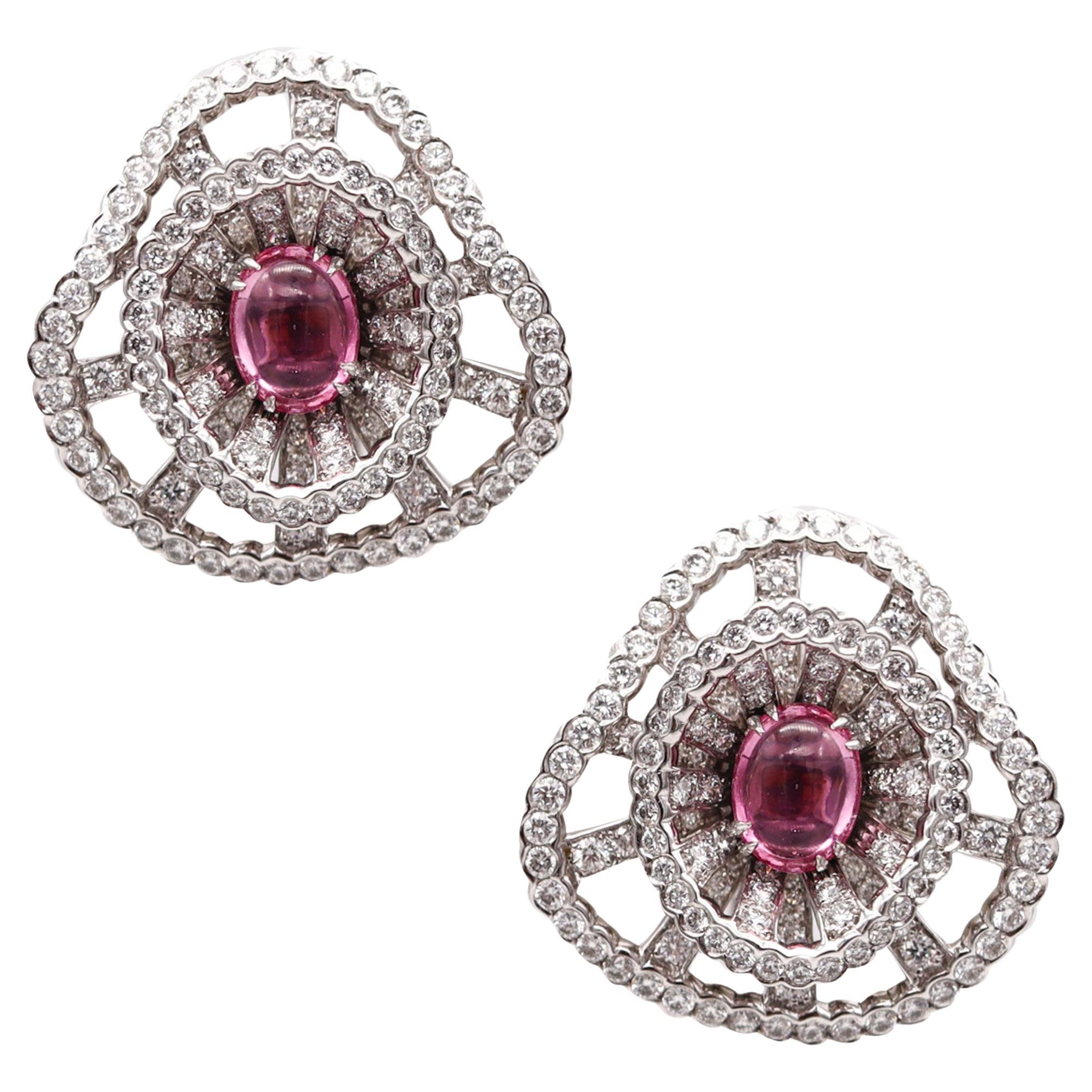 Boucheron Paris Earrings In 18Kt Gold With 10.42 Ctw In Diamonds And Tourmalines