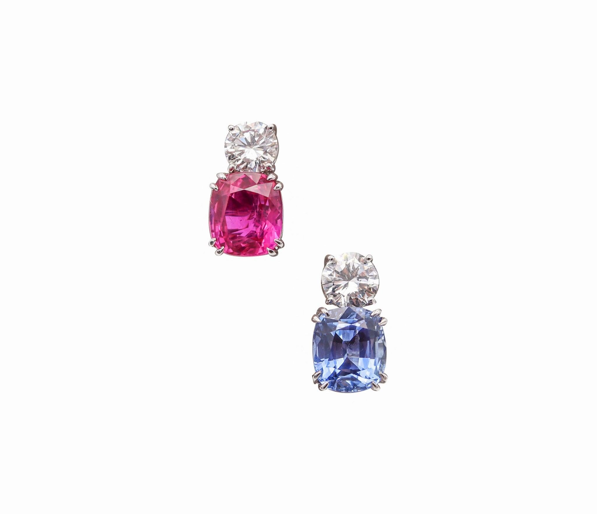 BOUCHERON Paris Earrings In 18Kt Gold With 11.68 Ctw In Diamonds And Sapphires For Sale 1