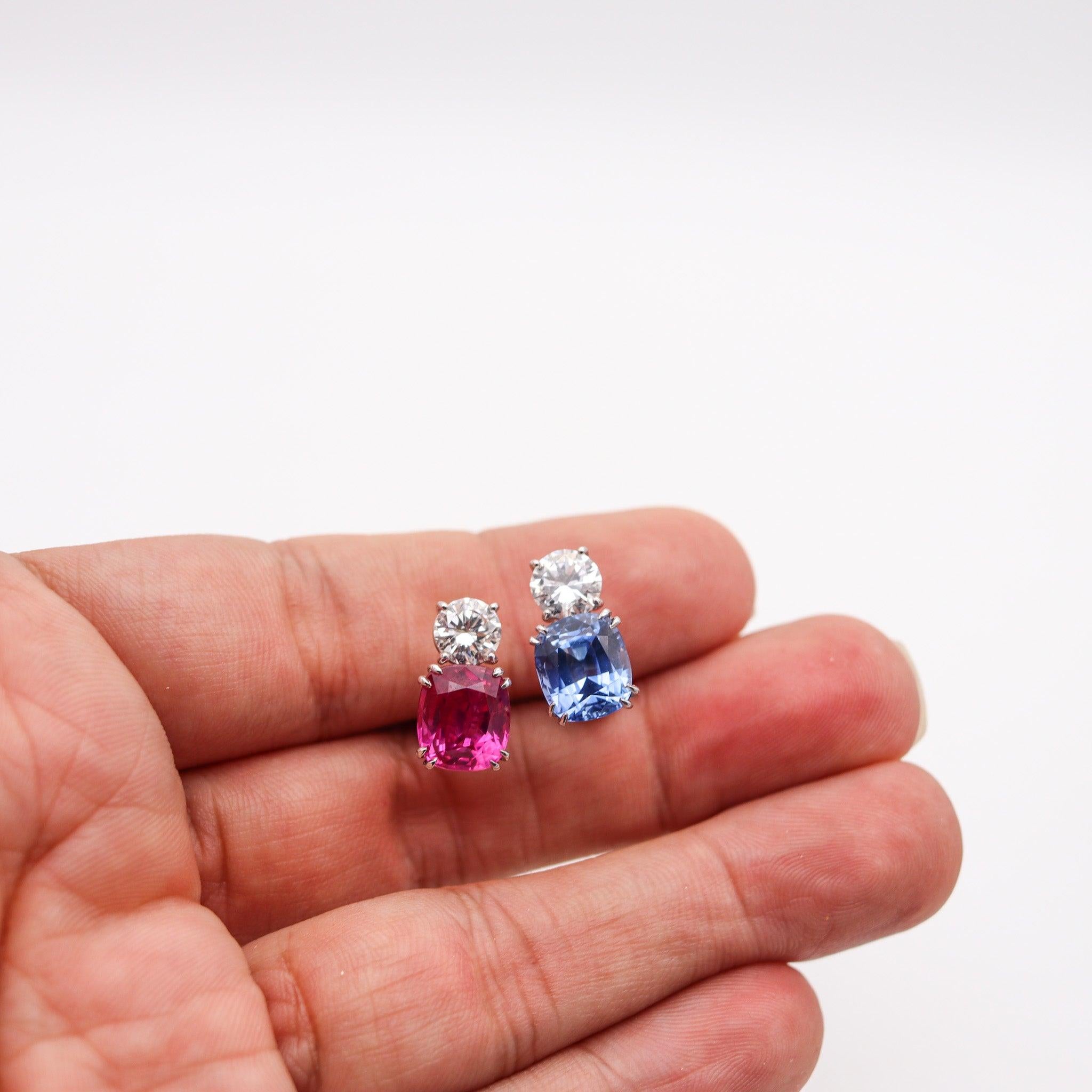 BOUCHERON Paris Earrings In 18Kt Gold With 11.68 Ctw In Diamonds And Sapphires For Sale 3
