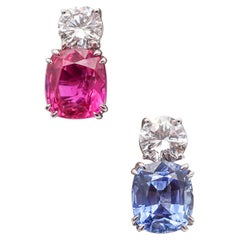 BOUCHERON Paris Earrings In 18Kt Gold With 11.68 Ctw In Diamonds And Sapphires