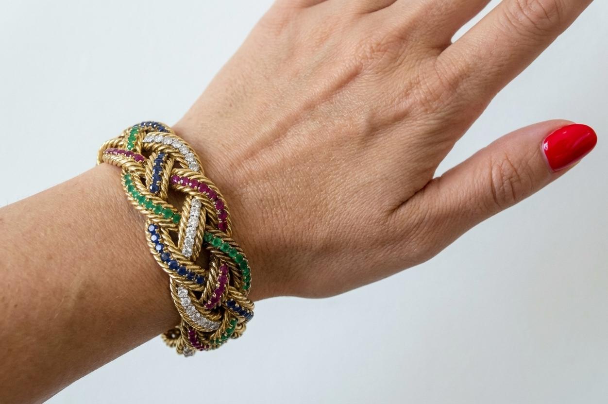 Boucheron Paris Emerald Ruby Diamond Braided Brac… - image 3