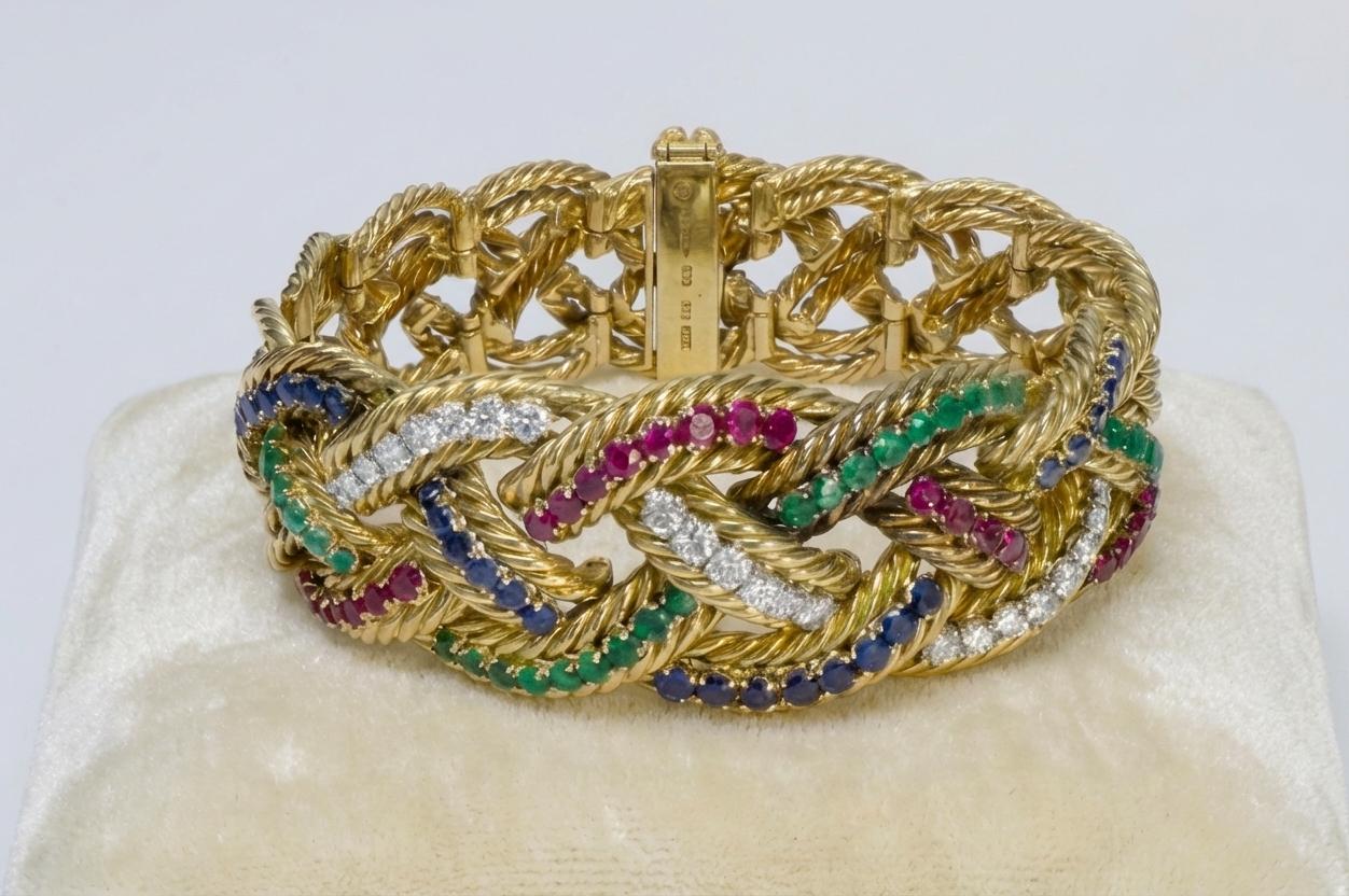 Boucheron Paris Emerald Ruby Diamond Braided Brac… - image 5