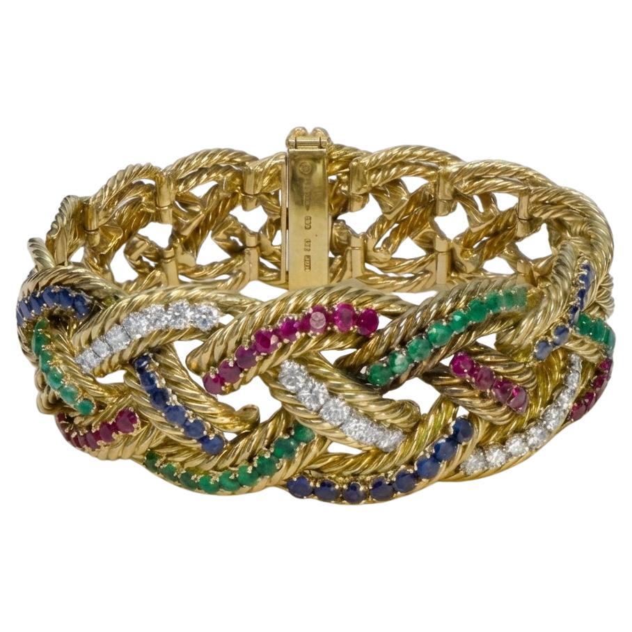 Boucheron Paris Emerald Ruby Diamond Braided Brac… - image 1