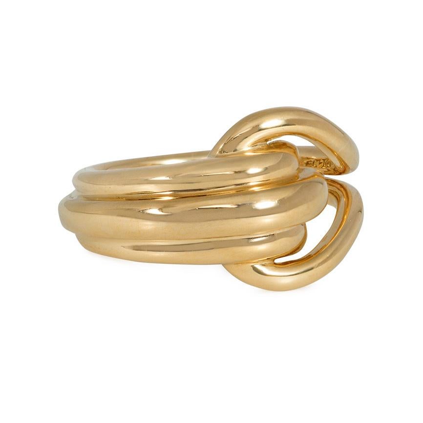 An estate gold mariner's knot ring, in 18k. Boucheron, Paris.  Center measures approximately 12mm high