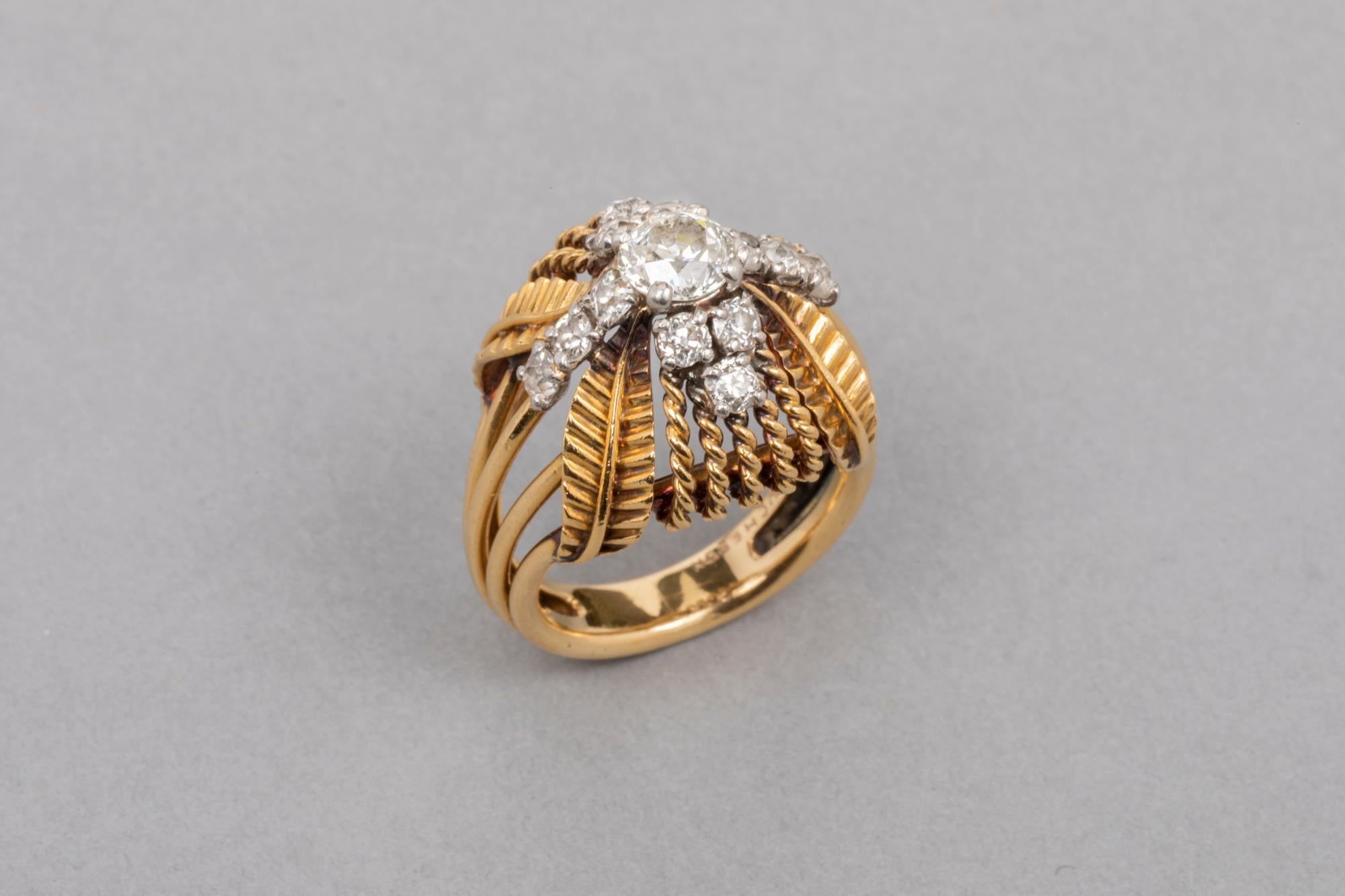 Women's Boucheron Paris Gold and Diamonds Ring For Sale