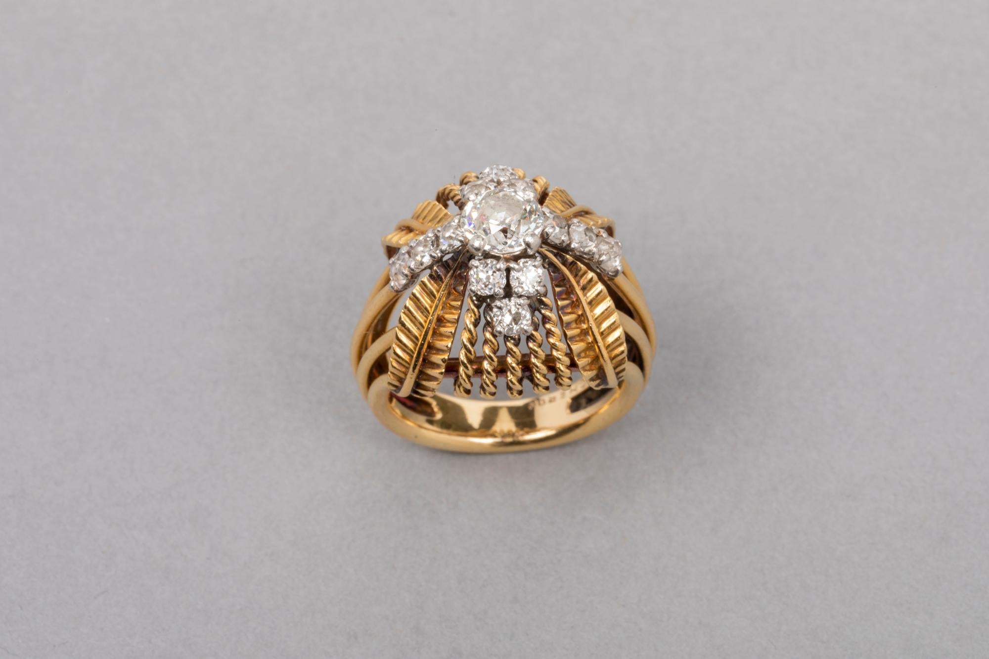 Boucheron Paris Gold and Diamonds Ring For Sale 1
