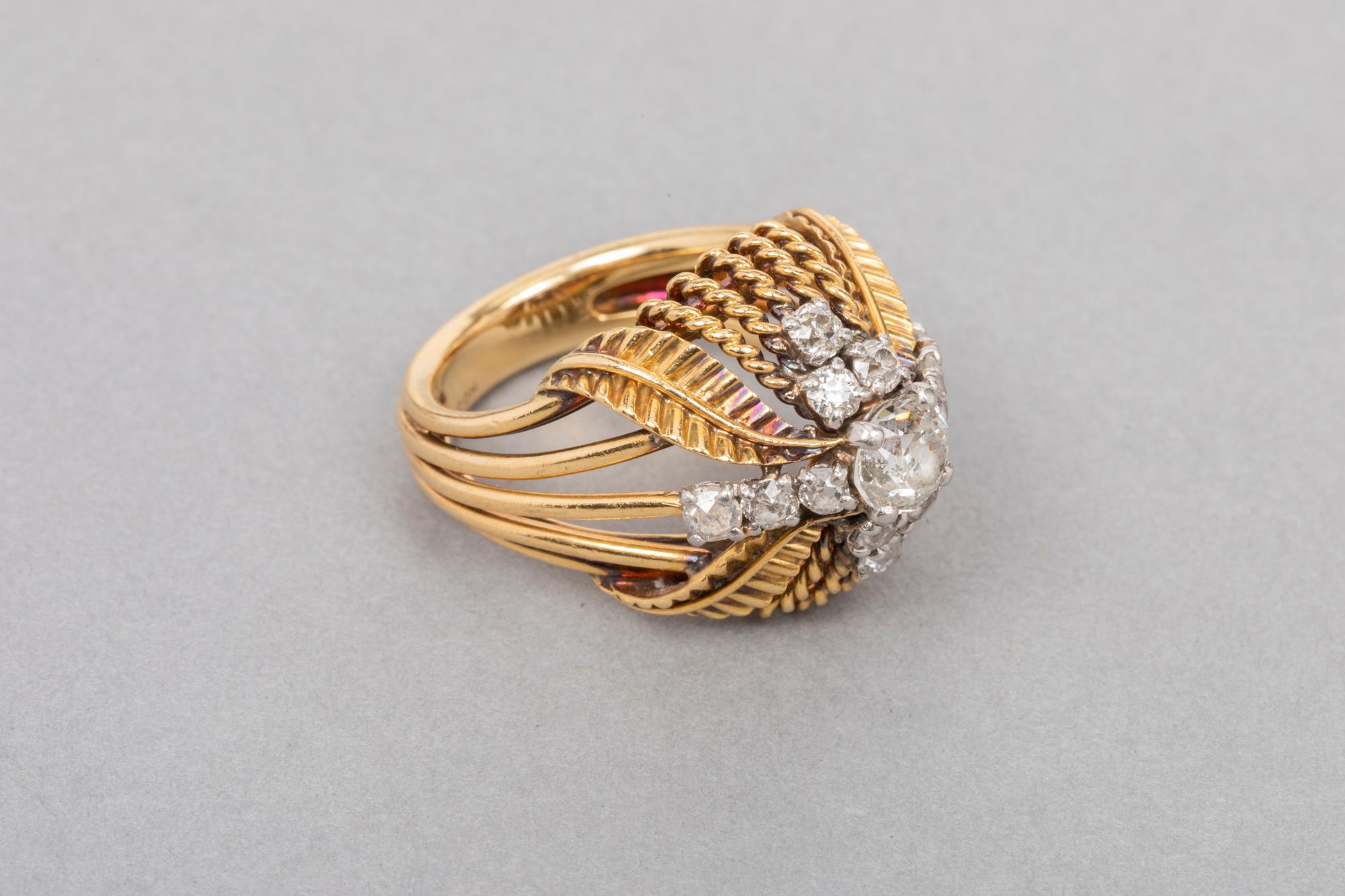 Boucheron Paris Gold and Diamonds Ring For Sale 4