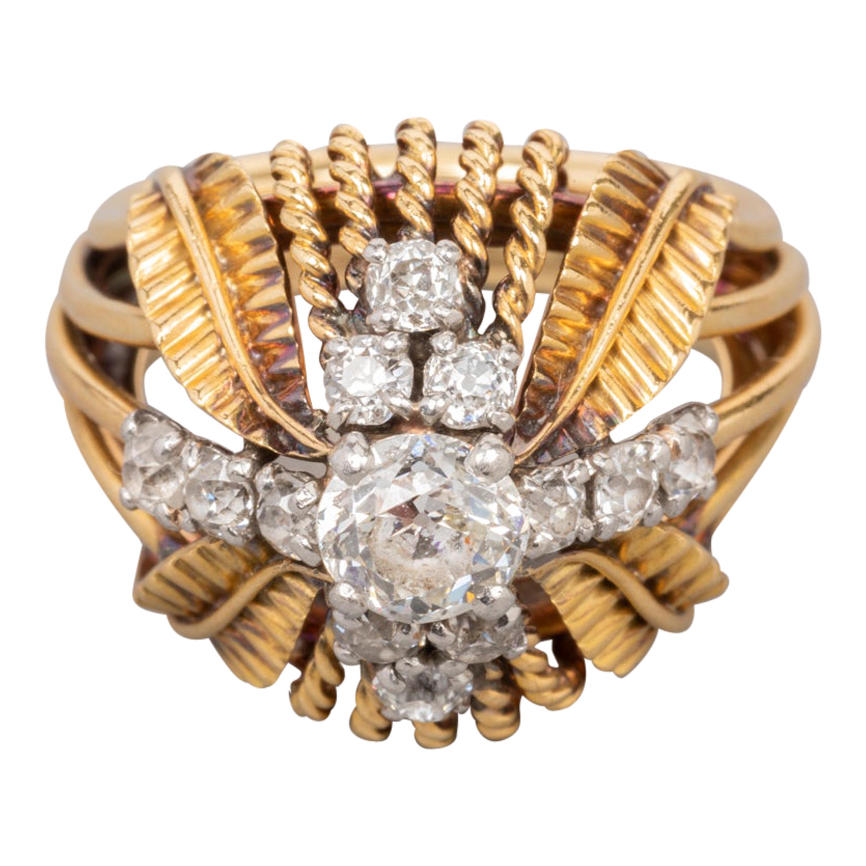 Boucheron Paris Gold and Diamonds Ring For Sale