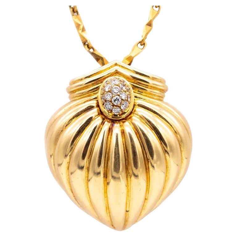 Magnifique Broche-pendentif En Forme De 2 Clés, Or 18K Et Diamants - Testée, Occasion Très Bon état