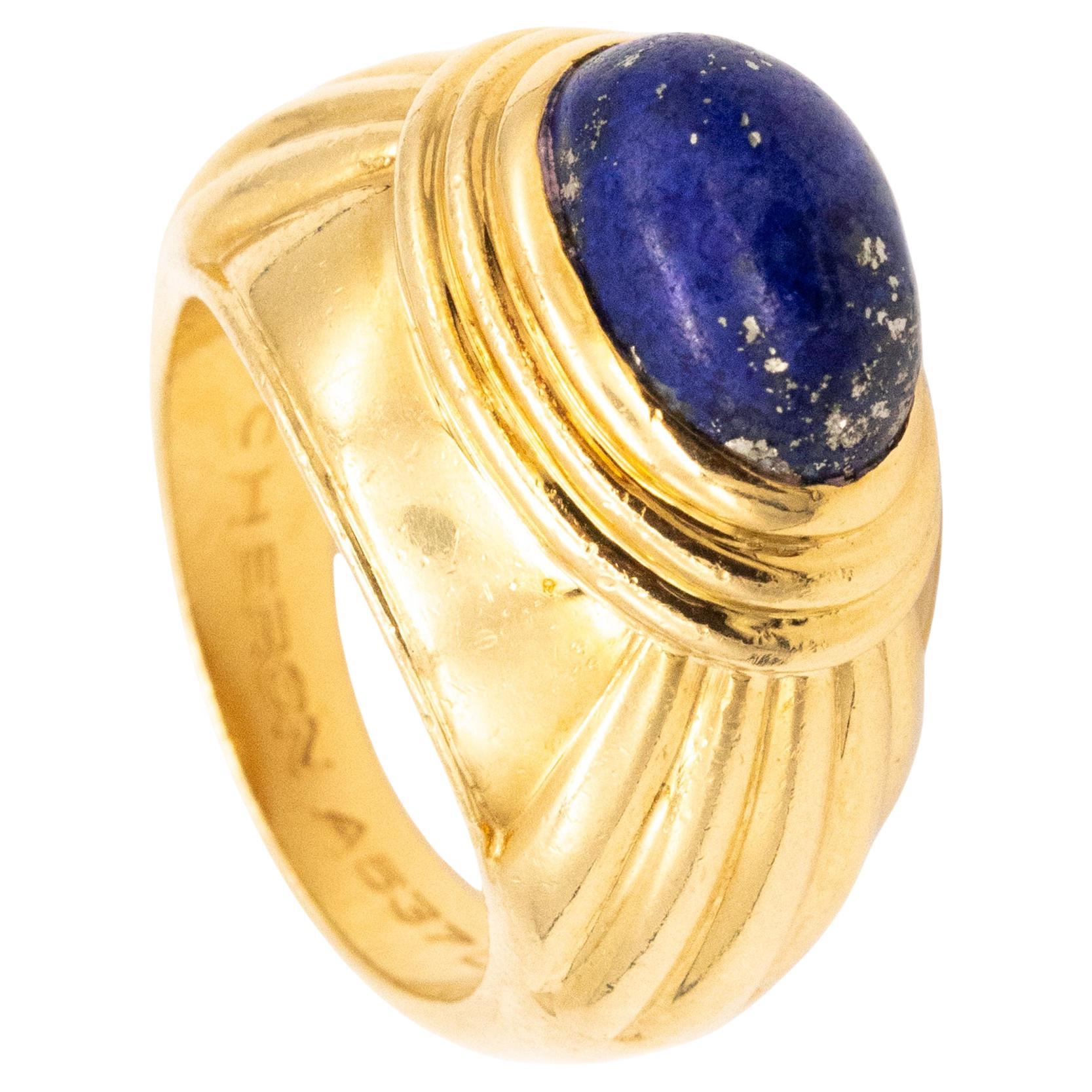Boucheron Paris Jaipur Cocktail Ring in 18Kt Yellow Gold with 3 Cts Lapis  Lazuli For Sale at 1stDibs