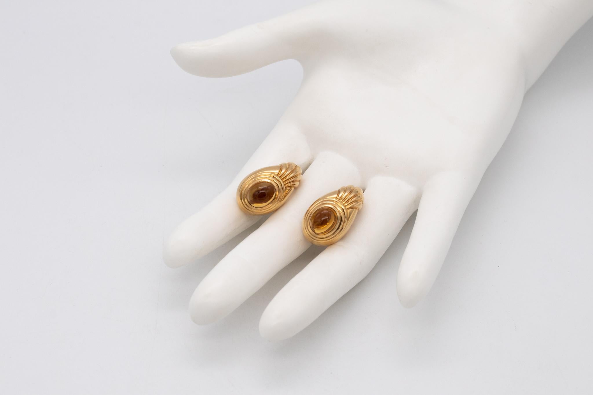 Modernist Boucheron Paris Jaipur Earrings in 18Kt Yellow Gold with 6 Cts in Vivid Citrines For Sale