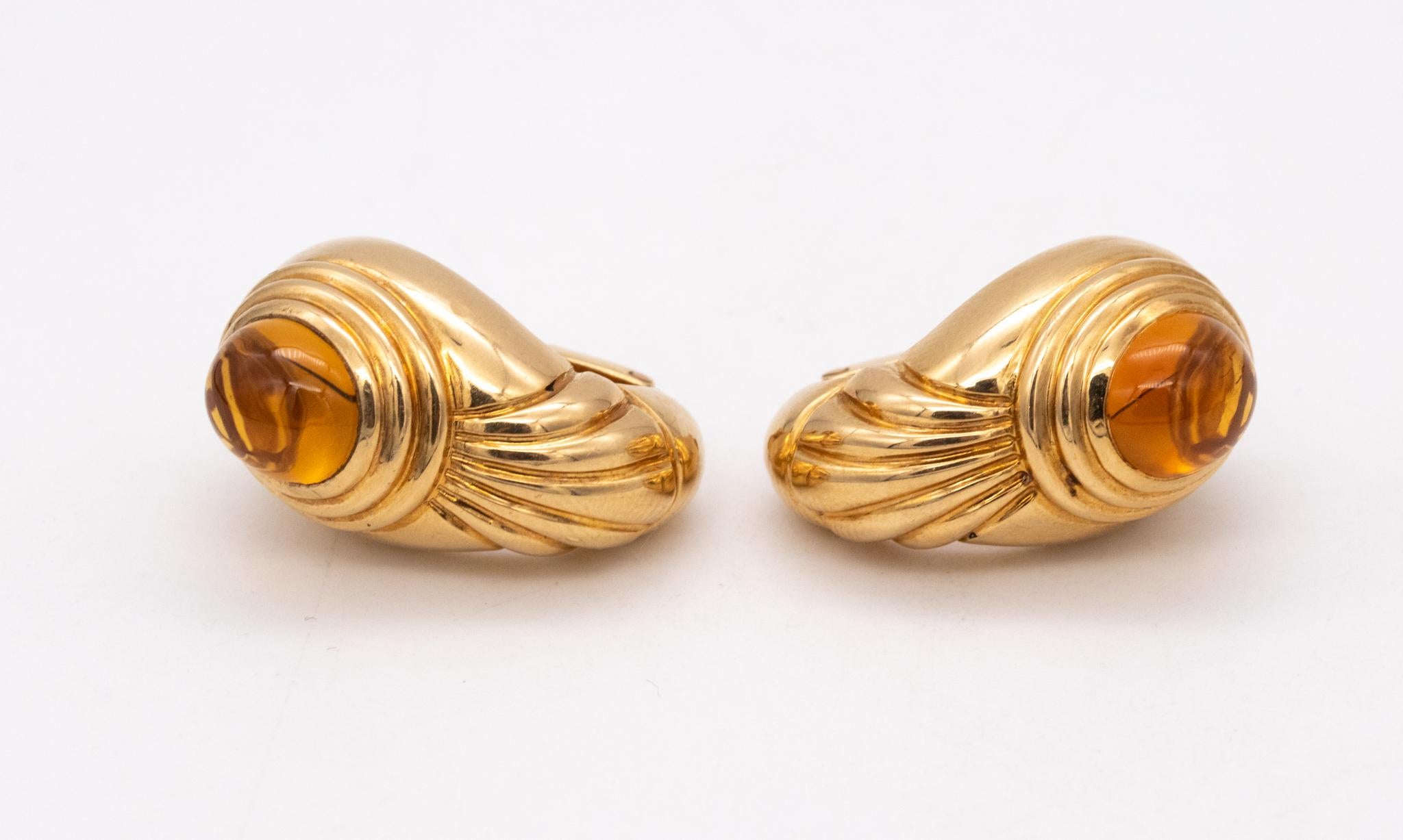 Boucles d'oreilles Jaipur de Boucheron Paris en or jaune 18Kt avec 6 cts de citrines Vivid en vente 1