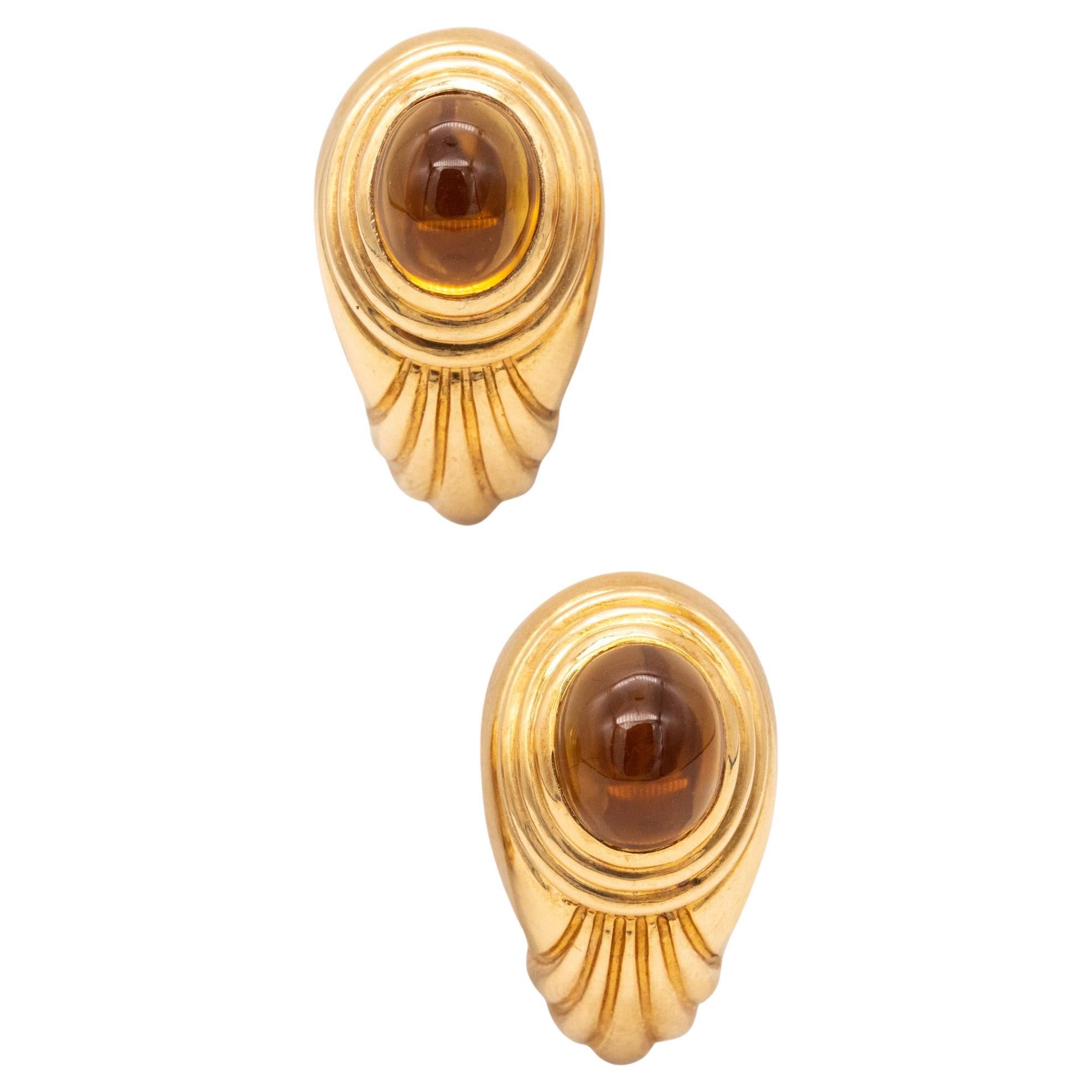 Boucheron Paris Jaipur Earrings in 18Kt Yellow Gold with 6 Cts in Vivid Citrines For Sale