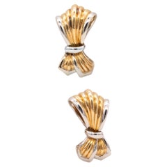 Boucheron Paris Large Ribbons Earrings with Fluted Pattern in Two Tones of 18kt