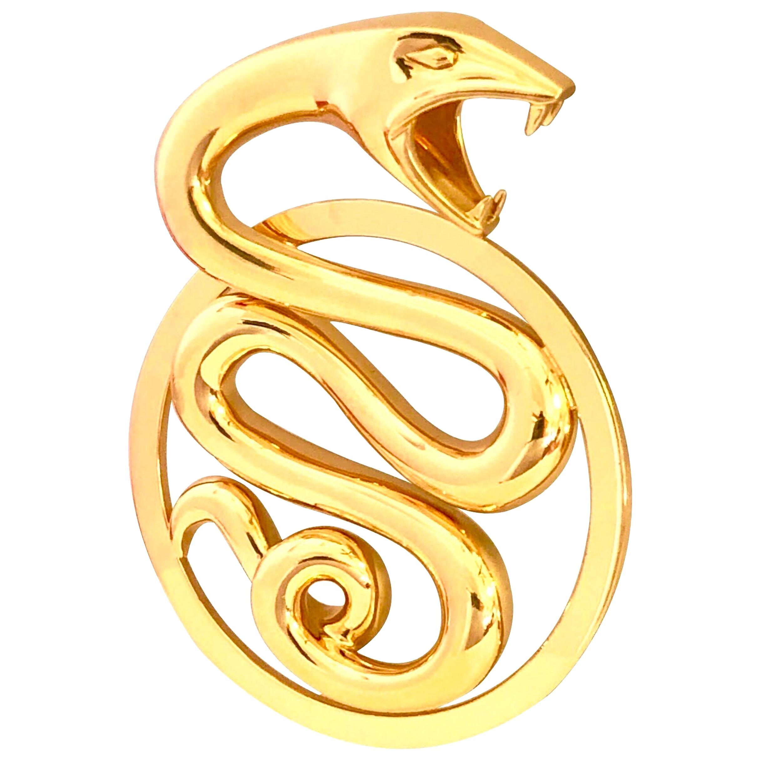 Boucheron Paris Large Yellow Gold Serpent Pendant