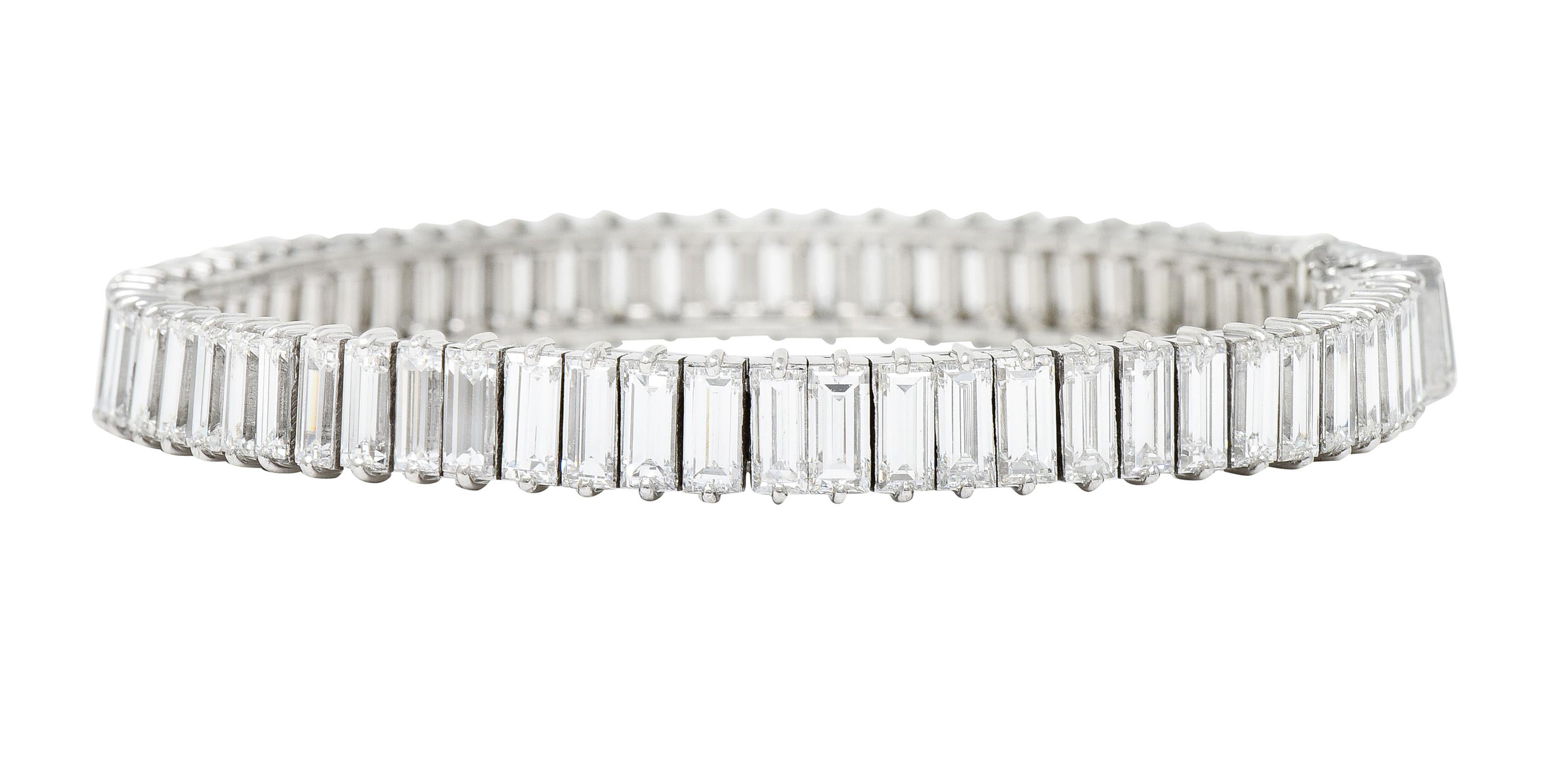 Boucheron Paris Mid-Century 17.00 Carats Baguette Diamond Platinum Line Bracelet 7