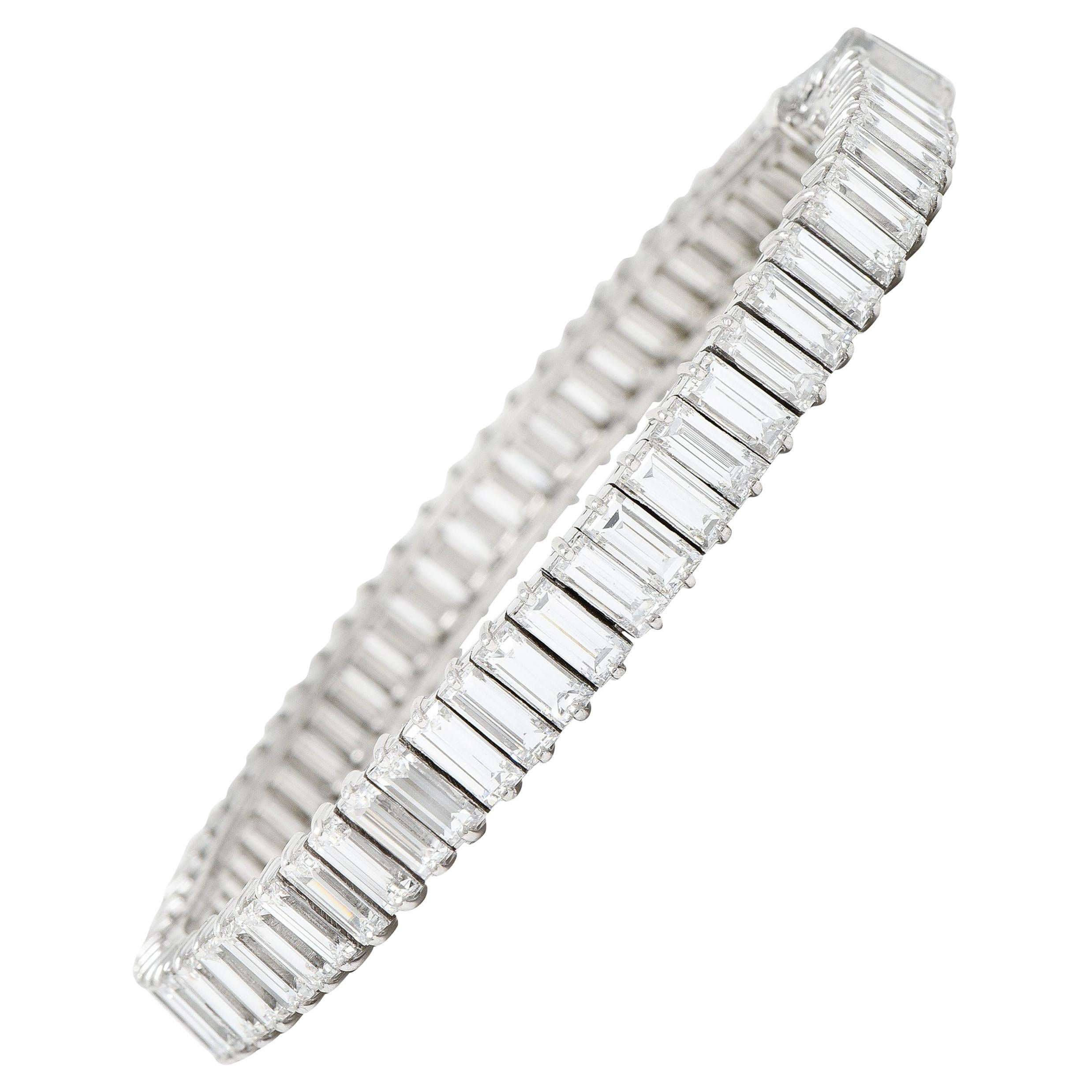 Boucheron Paris Mid-Century 17.00 Carats Baguette Diamond Platinum Line Bracelet