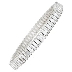Boucheron Paris Mid-Century 17.00 Carats Baguette Diamond Platinum Line Bracelet