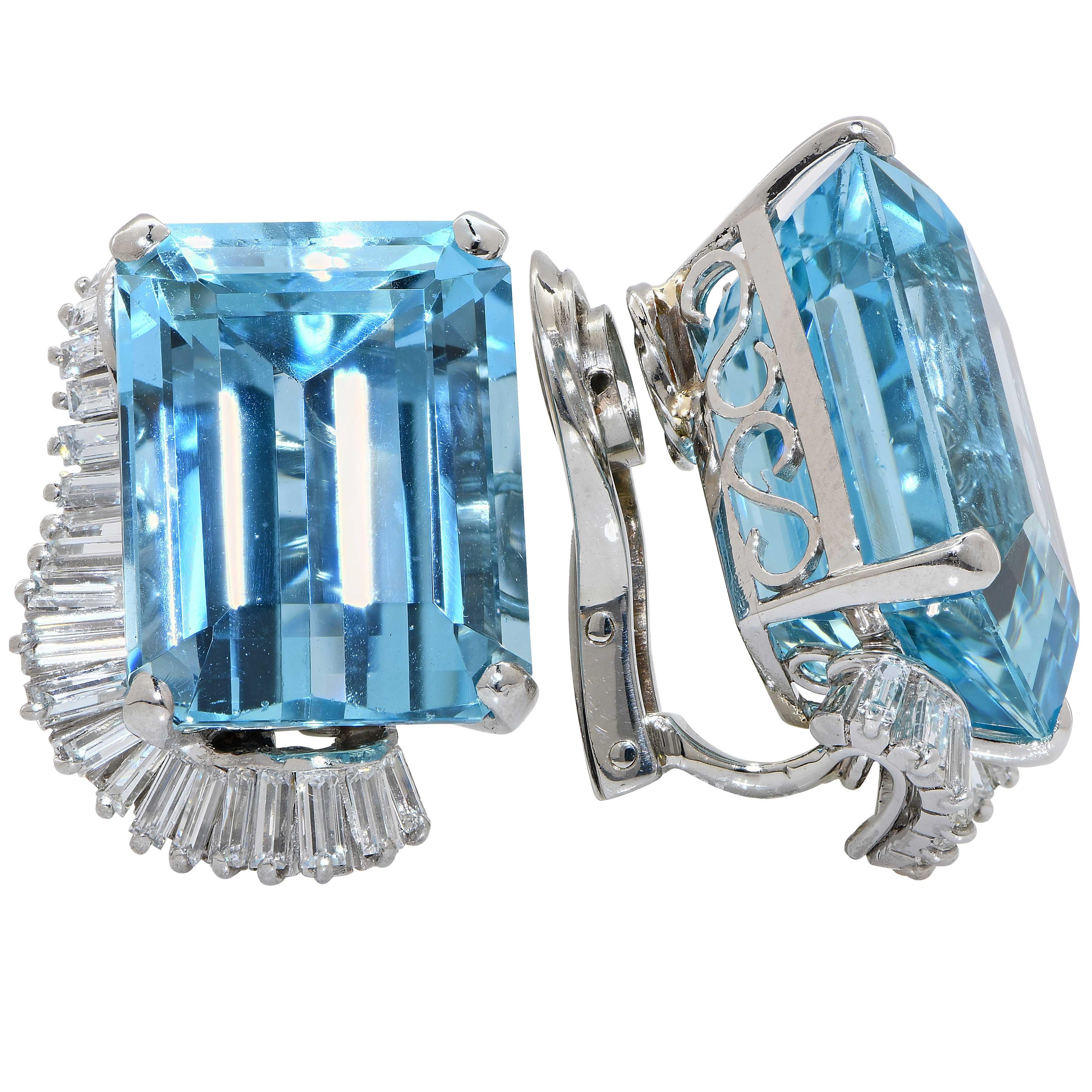 Women's Boucheron Paris Midcentury Aquamarine and Diamond Earrings and Ring Set