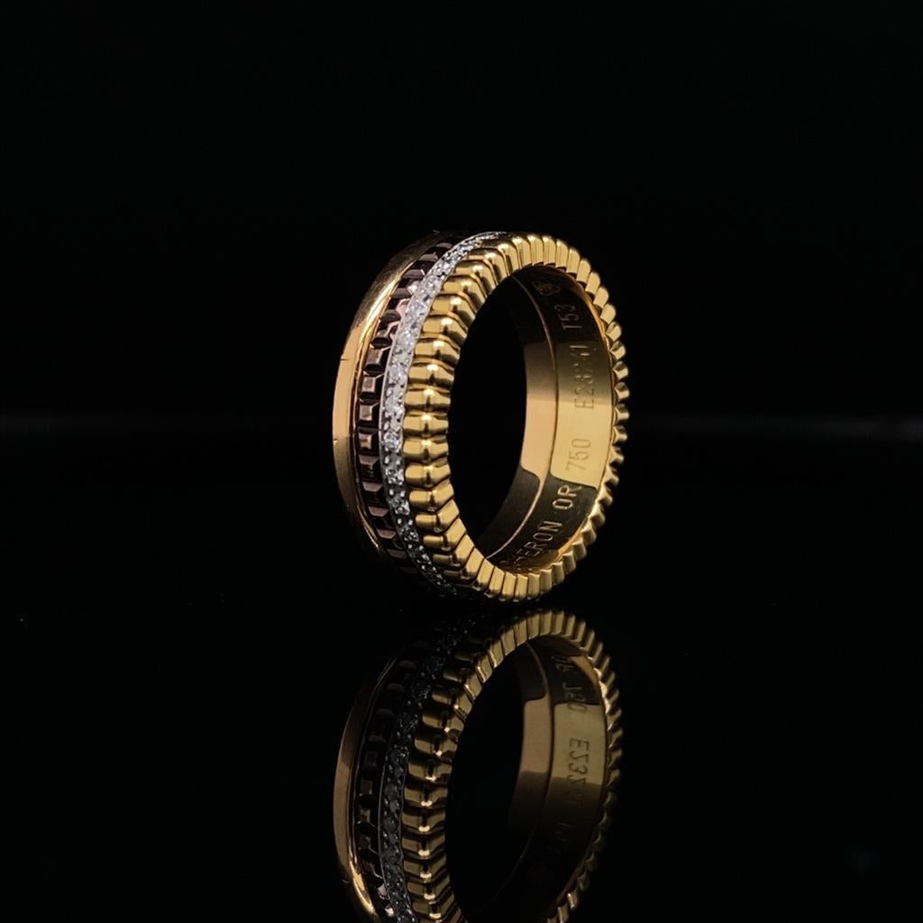 Modern Boucheron Paris Quatre Classique Diamond Set Ring in Mixed 18 Karat Gold