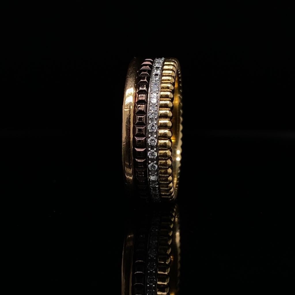 Round Cut Boucheron Paris Quatre Classique Diamond Set Ring in Mixed 18 Karat Gold