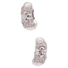 Boucheron Paris Quilted Hoop Earrings In 18Kt Gold With 1.80 Cts In VS Diamonds