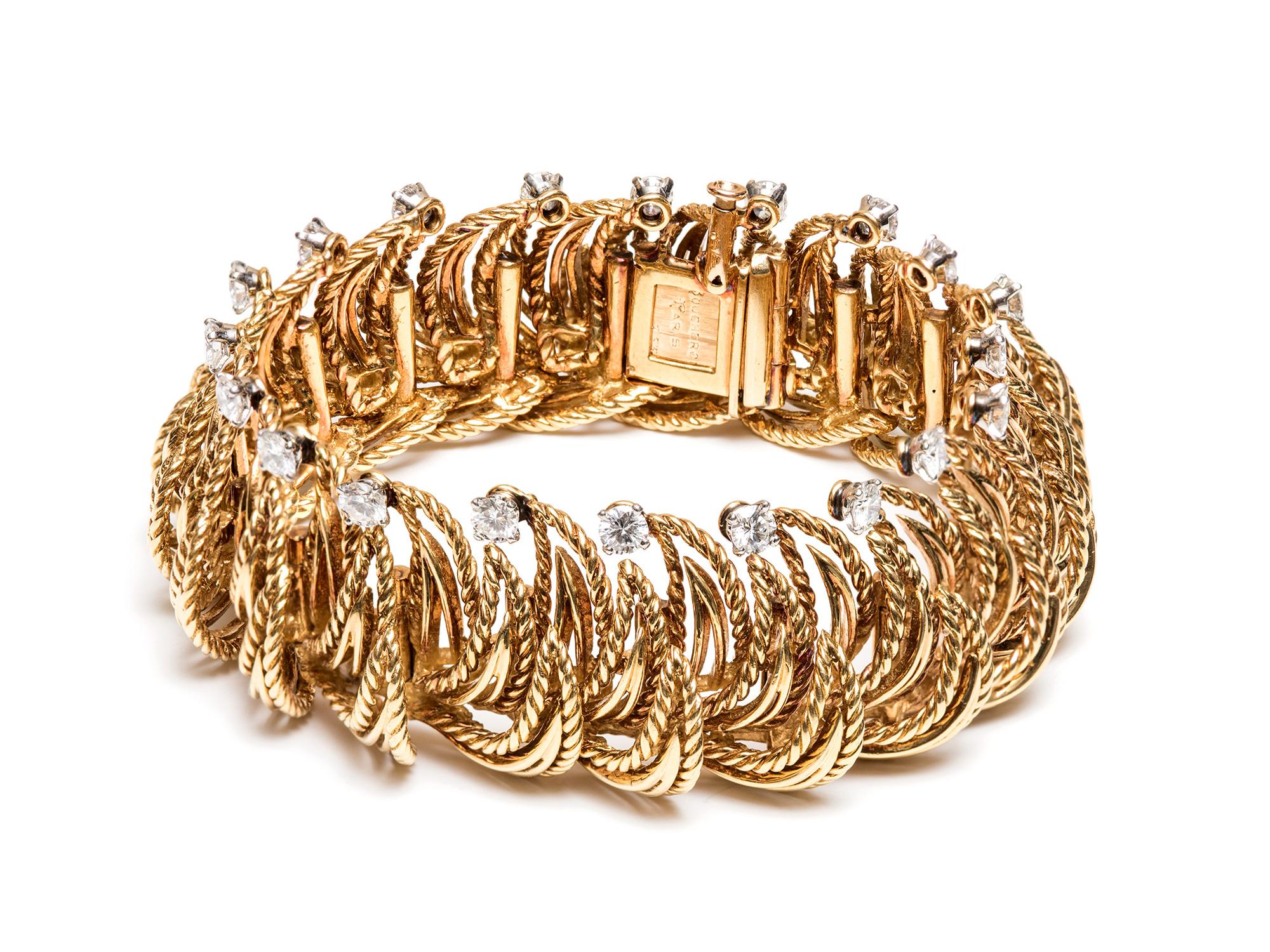 Brilliant Cut Boucheron Paris Retro Diamond Bracelet For Sale