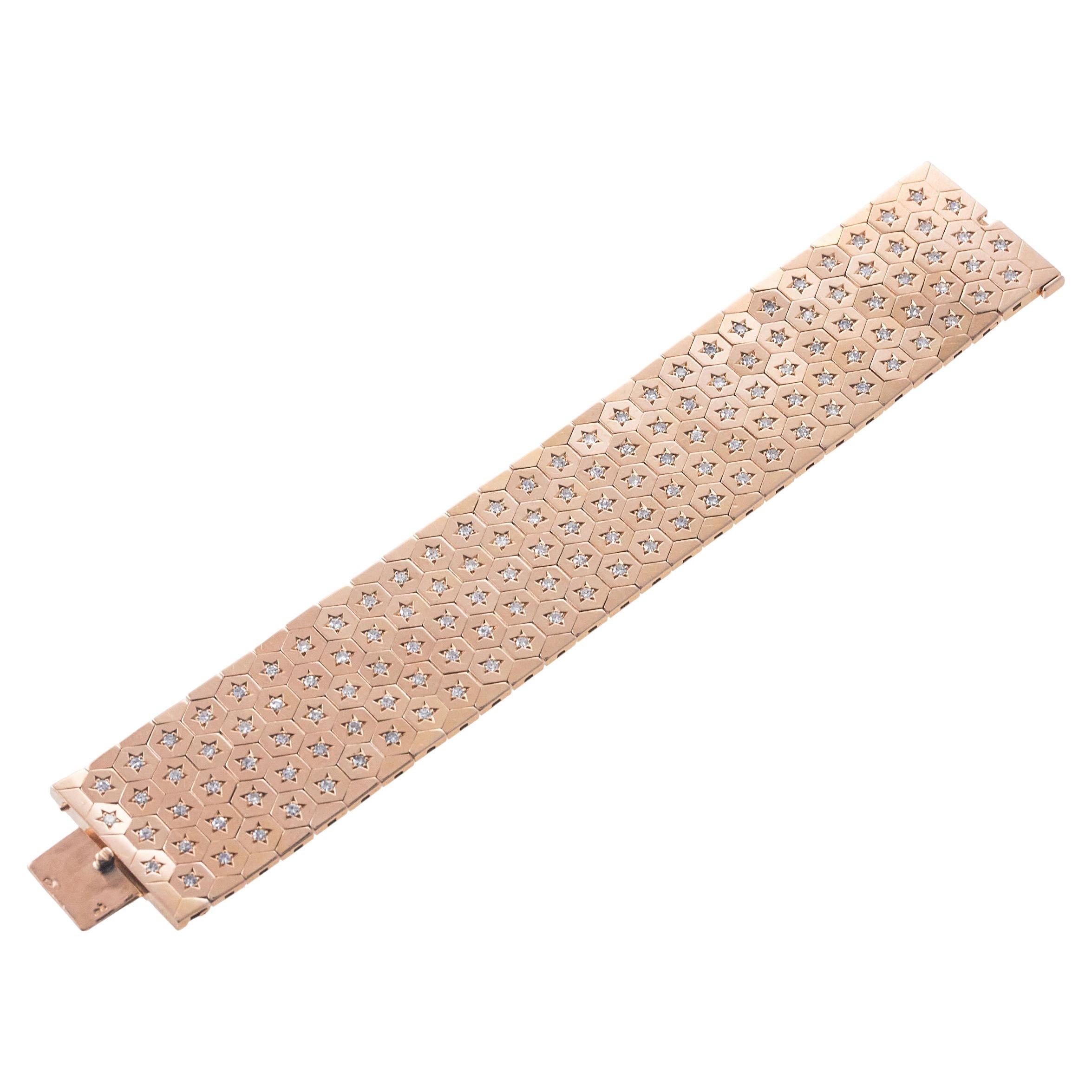 Boucheron Pariser Retro-Diamant-Roségold Wabenförmiges Armband im Angebot