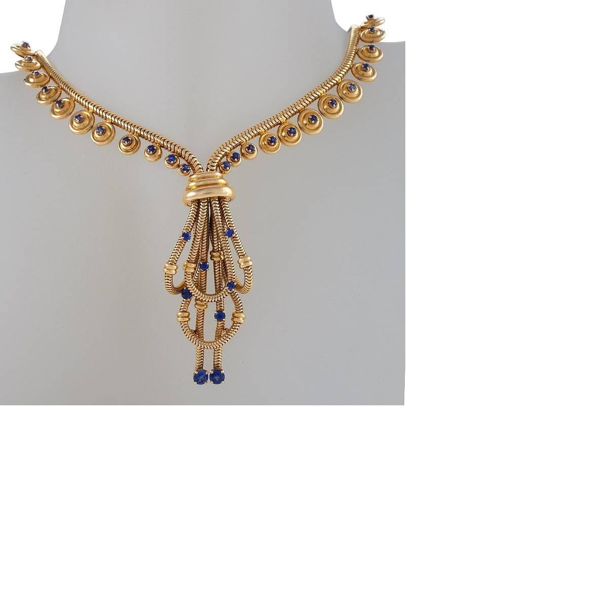 Women's Boucheron Paris Retro Sapphire and Gold Necklace