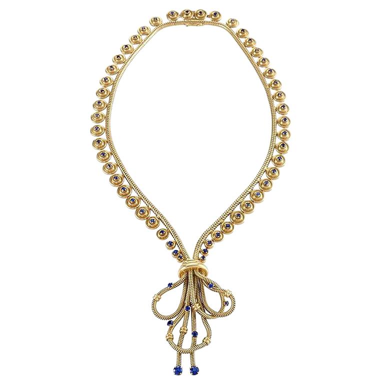 Boucheron Paris Retro Sapphire and Gold Necklace