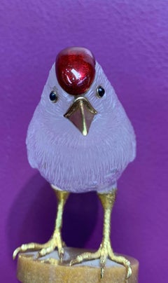 Boucheron Paris Bergkristall Gold und Emaille Vogel Schreibtisch Objekt