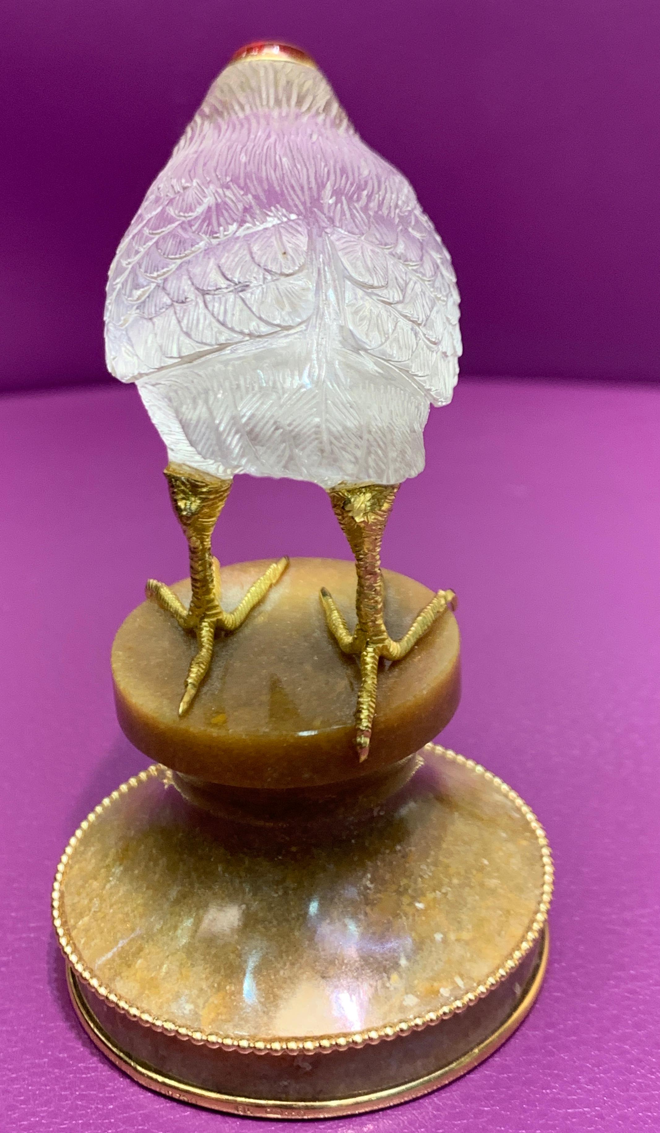Boucheron Paris Bergkristall Gold und Emaille Vogel-Schreibtisch-Objekt 1
