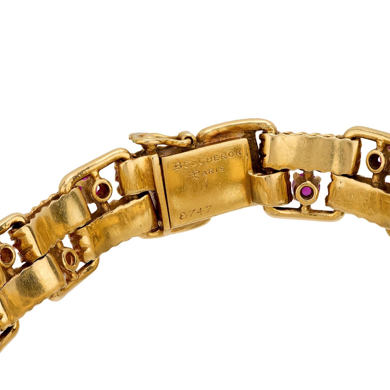 Boucheron Paris Rubin-Armband aus 18k Gelbgold (Moderne) im Angebot