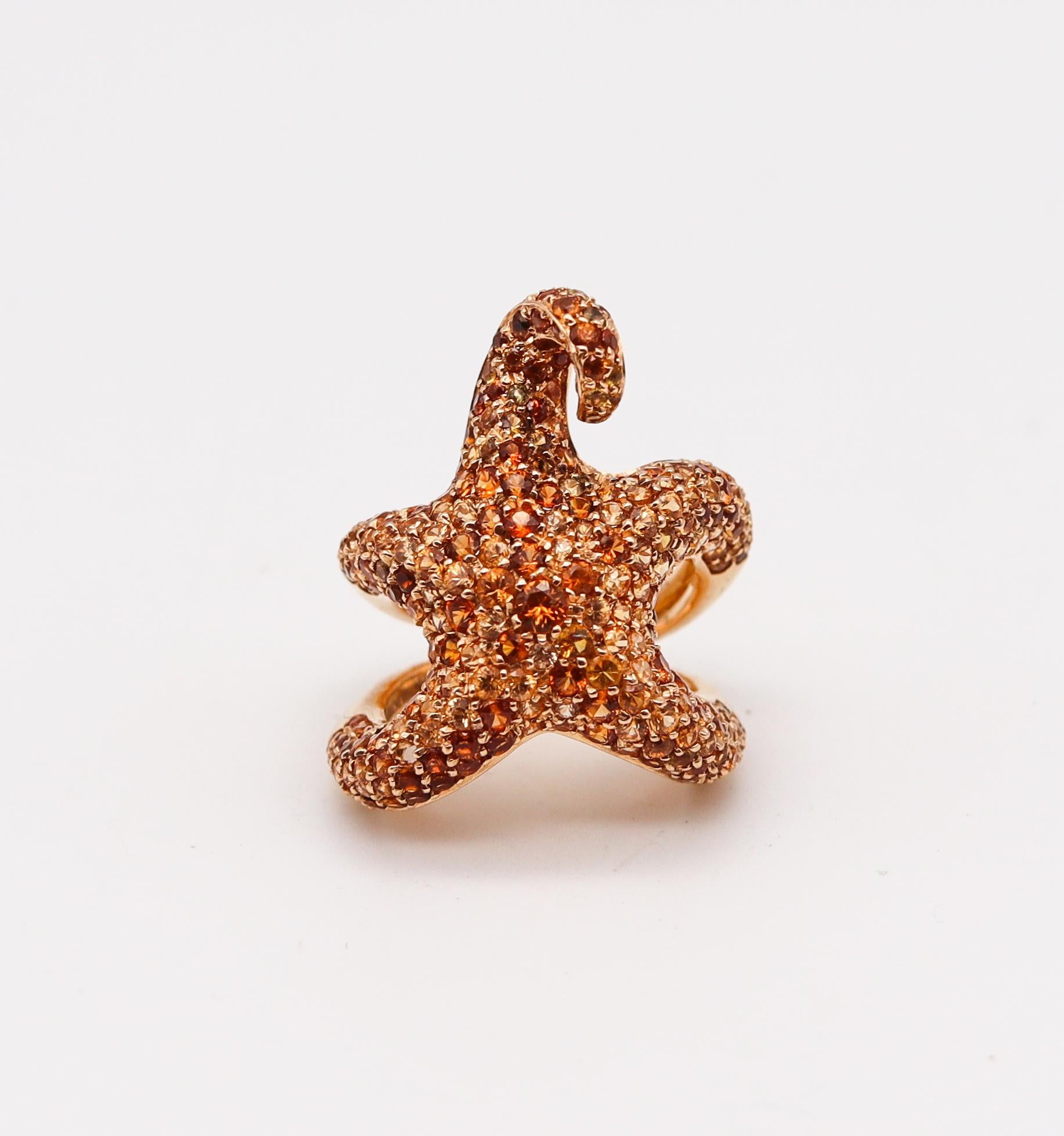 An octopussy ring designed by Boucheron.

Beautiful modernist piece, created in Paris France by the jewelry house of Boucheron. This three-dimensional cocktail ring was carefully crafted in the shape of a sculptural octopussy in solid yellow gold of
