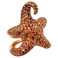 Boucheron Paris Sculptural Octopussy Ring 18Kt Yellow Gold with 10.71 Ctw Gems