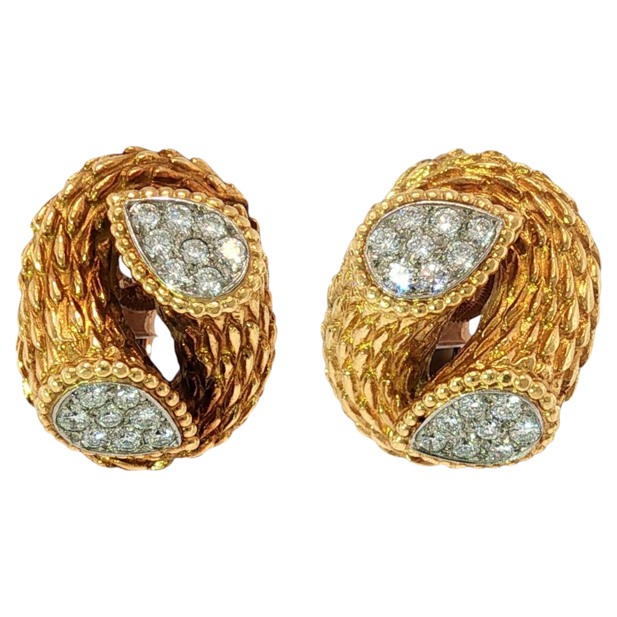 Boucheron Paris Serpent Bohème Diamond Earrings in 18K Yellow Gold and Platinum