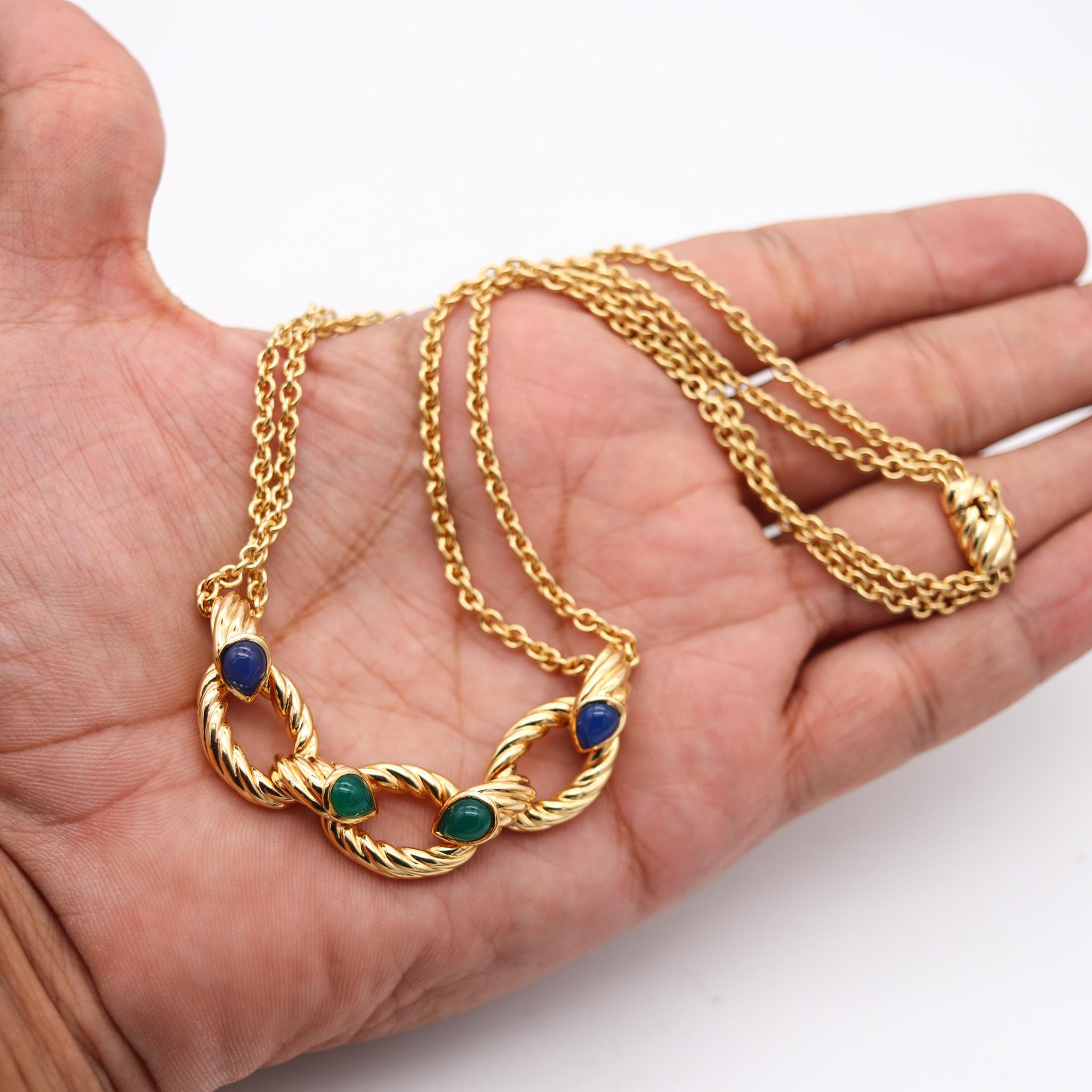 Boucheron Paris Serpent Boheme Necklace in 18Kt Gold with Four Gemstones For Sale 1