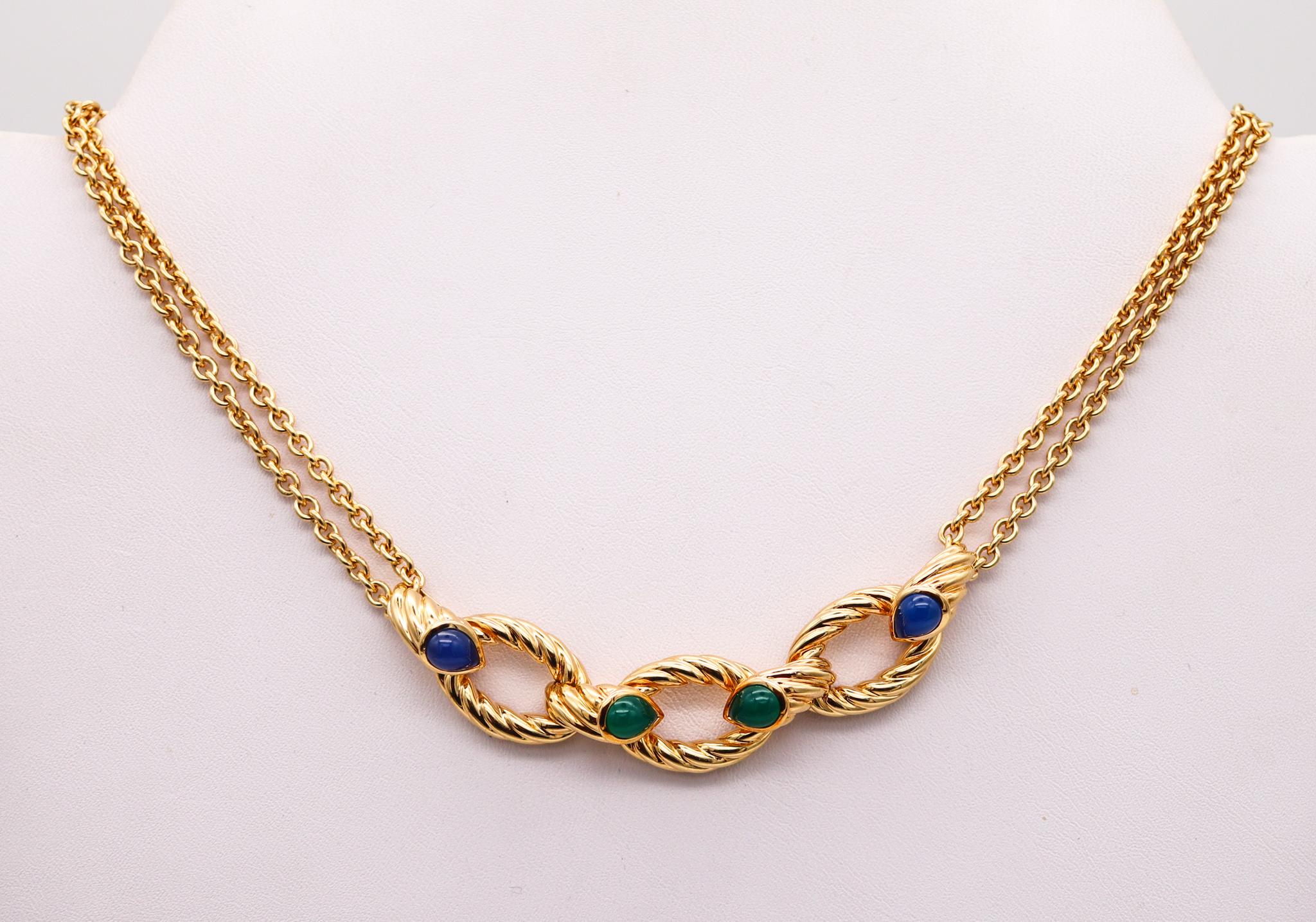 Women's Boucheron Paris Serpent Boheme Necklace in 18Kt Gold with Four Gemstones For Sale