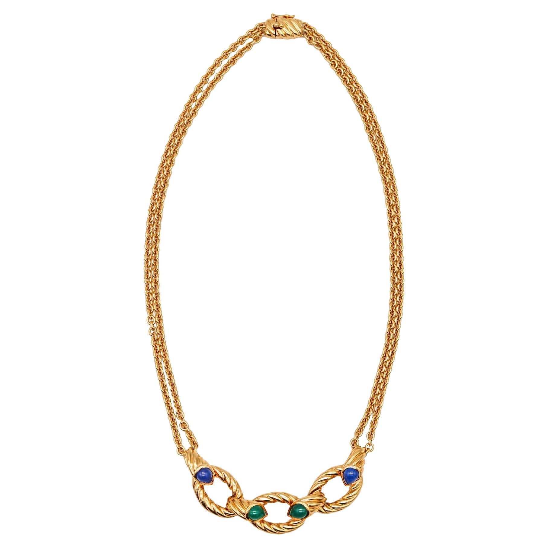 Collier Boucheron Paris Serpent Bohème en or 18 carats avec quatre pierres précieuses en vente