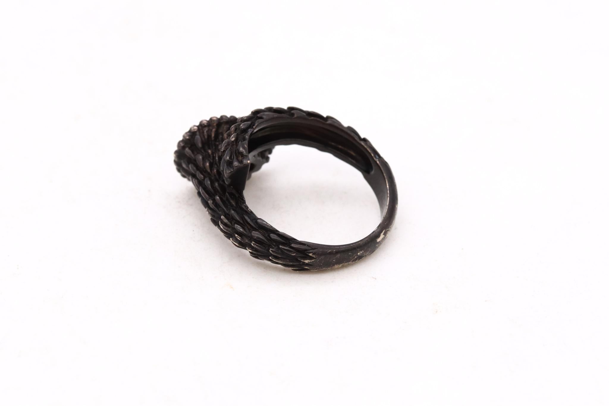 Women's or Men's Boucheron Paris Serpent Boheme Ring in 18Kt Blackened Gold with Burmese Rubies For Sale