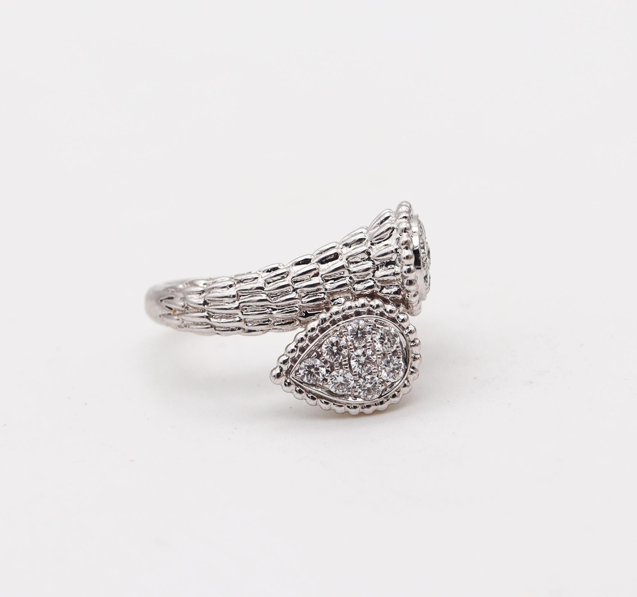 Modernist Boucheron Paris Serpent Boheme Toi Et Moi Ring In 18Kt Gold 1.12 Ctw Diamonds