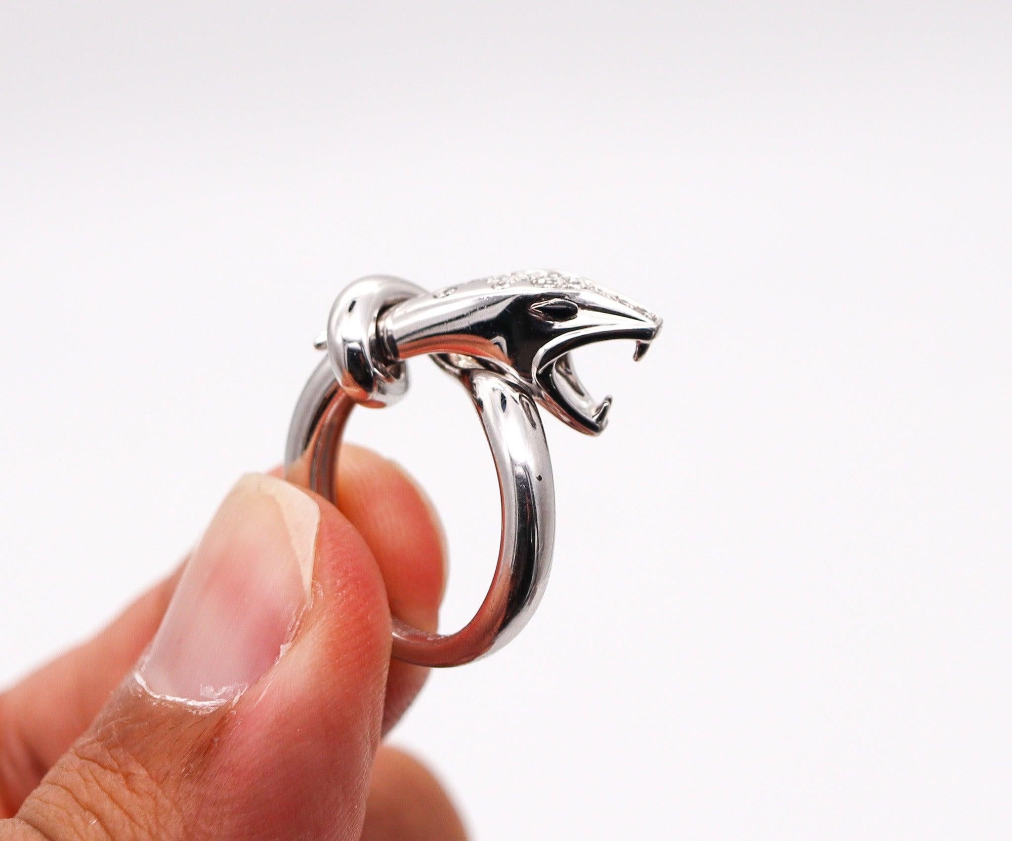 BOUCHERON Paris Serpent-Kaa Ring In 18Kt White Gold With VS Diamonds For Sale 1