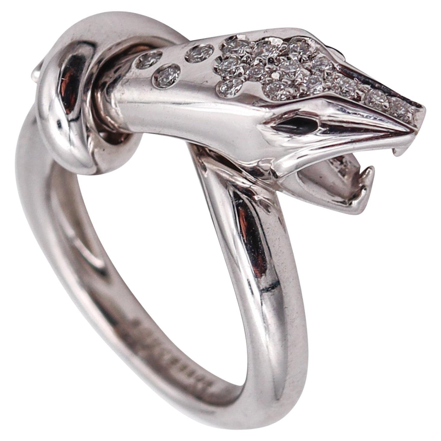 BOUCHERON Paris Serpent-Kaa Ring In 18Kt White Gold With VS Diamonds For Sale